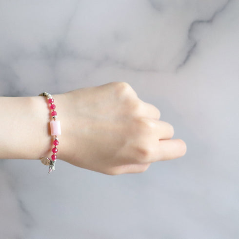 【绯红之焰】合成红宝石 x 海螺壳 x 达尔马提亚碧玉手链