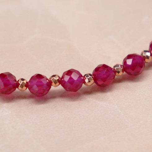 【线上商店独家】【绯红之焰】赛宾天珠×人造红宝石×阿古屋珍珠×蛋白石×蓝碧玺手链