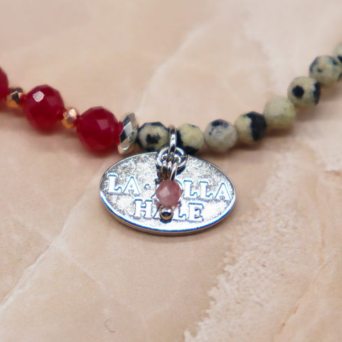 【绯红之焰】合成红宝石 x 海螺壳 x 达尔马提亚碧玉手链