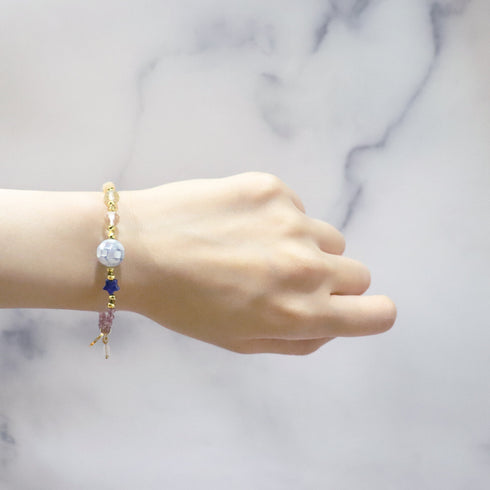 【Starry Sky Fragment】ラピスラズリ×プレスレシェル×シトリン×ジルコニア ブレスレット