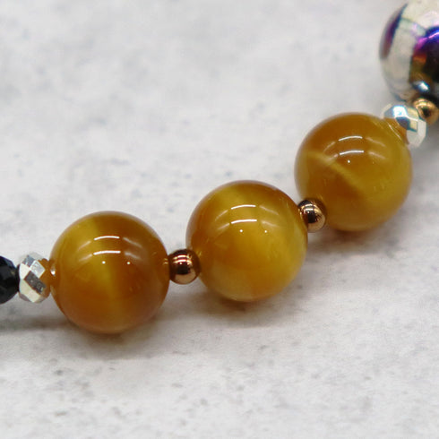 【・MA・YO・KE・】亀甲天珠×タイガーアイ×オニキス ブレスレット