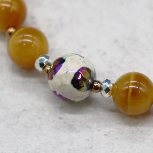 【・MA・YO・KE・】亀甲天珠×タイガーアイ×オニキス ブレスレット