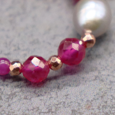 【Flames of Crimson】ルビー×人工ルビー×パール リング