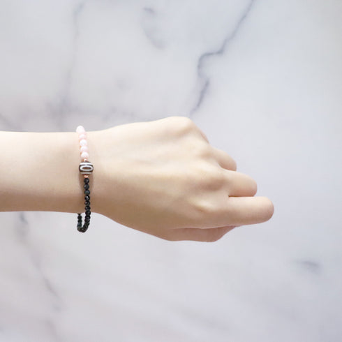 【ONLINE SHOP限定】【CLEAN UP】天地天珠×ローズクォーツ×ブラックスピネル×ピンクサファイヤ ブレスレット