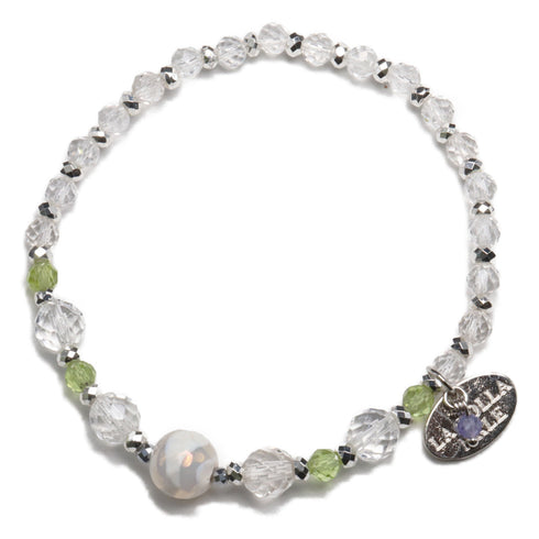 【Green Light Sunshine】水紋天珠×ペリドット×水晶 ブレスレット