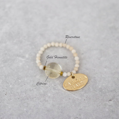 【如蜜糖般甜蜜】黄水晶 x 河石戒指