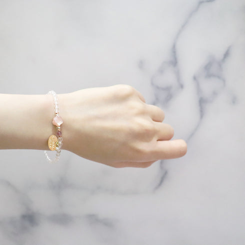 【闪耀如星尘】水晶×粉色贝壳×粉色蓝宝石手链