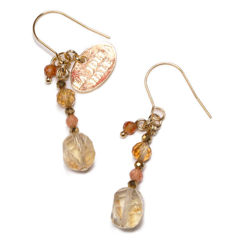 【Like a Honey Candy】シトリン×サンストーン ピアス