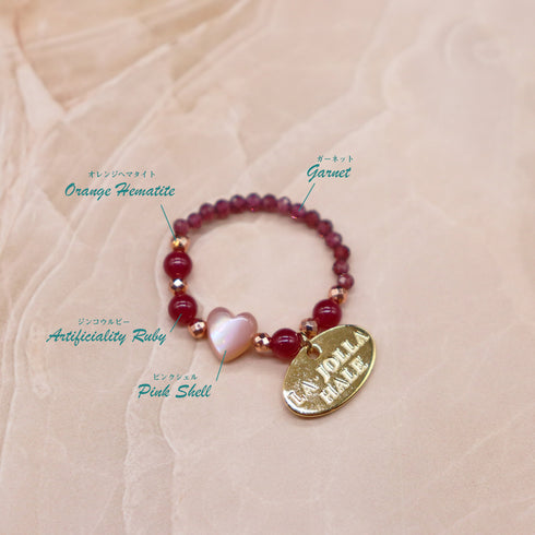 【Flames of Crimson】ピンクシェル×人工ルビー×ガーネット