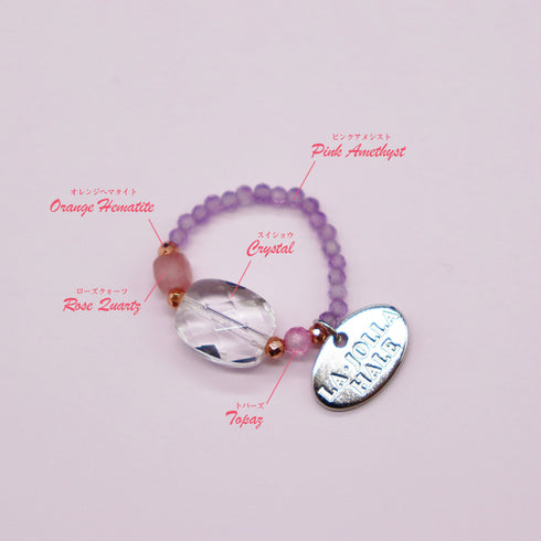 【Moon Lady Amethyst】ピンクアメシスト×水晶×ローズクォーツ×トパーズ リング