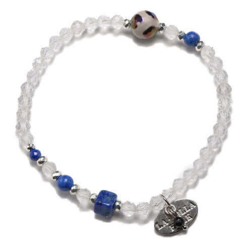 【Starry Sky Fragment】亀甲天珠×ラピスラズリ×水晶 ブレスレット