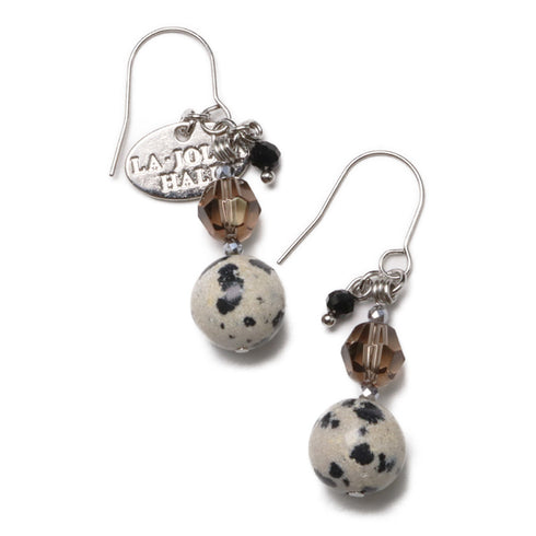 【・MA・YO・KE・】スモーキークォーツ×ダルメシアンジャスパー ピアス