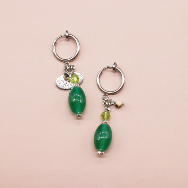 【Green Light Sunshine】ペリドット×グリーンアゲート イヤリング