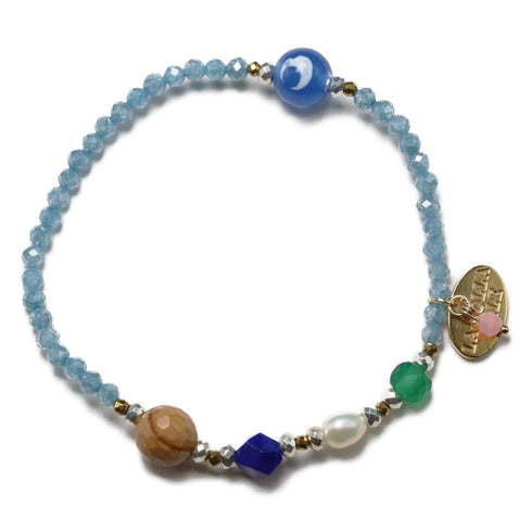 【星空碎片】三眼天珠×青金石×锆石×硅化木手链