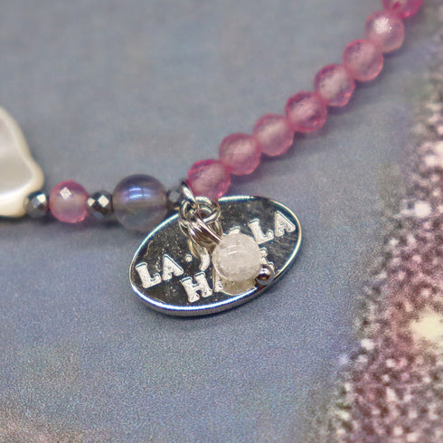 【粉色!粉色!粉色!】珍珠母贝、粉色托帕石和薰衣草色水蓝色光环手链