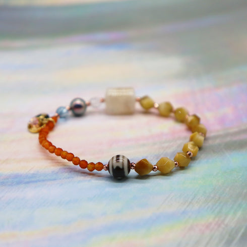 【ONLINE SHOP限定】【CLEAN UP】天地天珠×カーネリアン×セリサイトインクォーツ ブレスレット