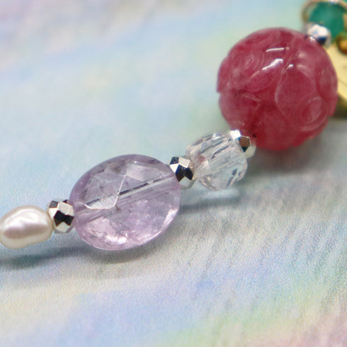 【ONLINE SHOP限定】【CLEAN UP】天地天珠×グリーンアゲート×ロードナイトシリカ ブレスレット