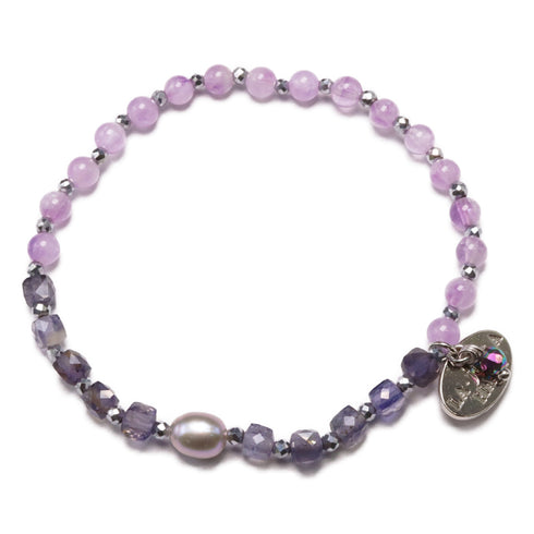 【Mermaid Teardrops】パール×アイオライト×ラベンダーアメシスト ブレスレット