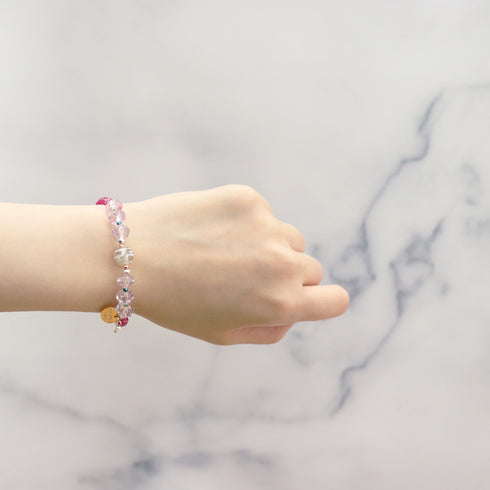 宝瓶天珠 x 粉色紫水晶 x 人造红宝石手链