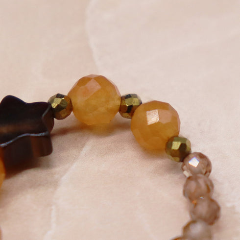 【Longing for Jaipur】オレンジアベンチュリン×マザーオブパール×アンダルサイト リング