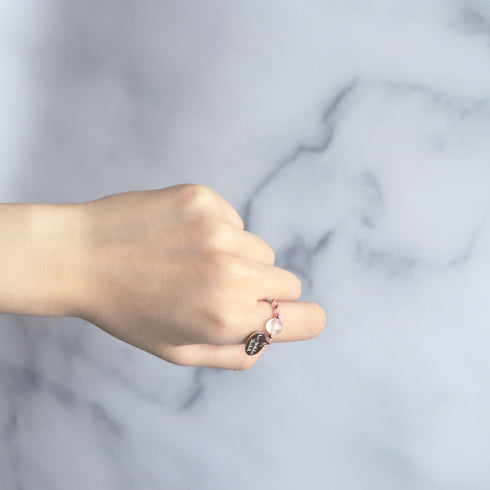 【盛开的粉色玫瑰】玫瑰石英 x 粉色碧玺 x 磷灰石戒指