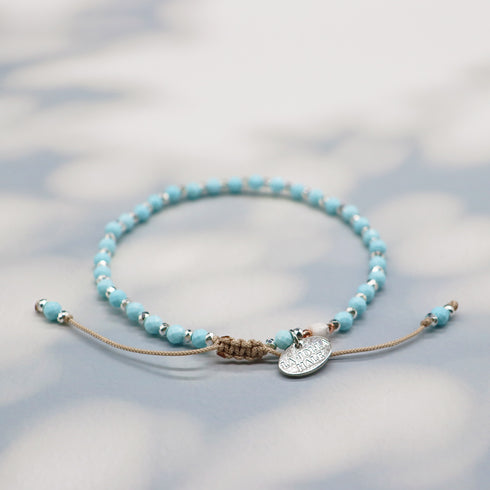 【Little Things for Summer】マグネサイトターコイズ×マグネサイト×シルバーヘマタイト アンクレット