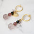 【・MA・YO・KE・】マイカインローズクォーツ×オニキス×ローズクォーツ イヤリング