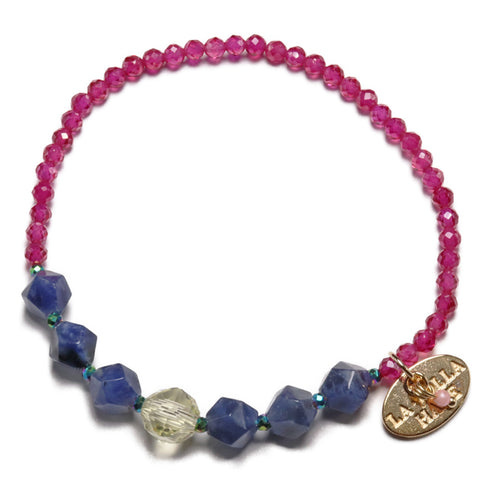 【绯红之焰】合成红宝石 x 柠檬石英 x 方钠石手链