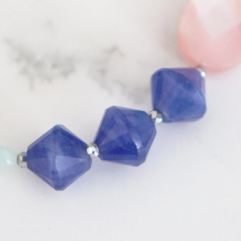 Pink shell, sodalite, and amazonite bracelet