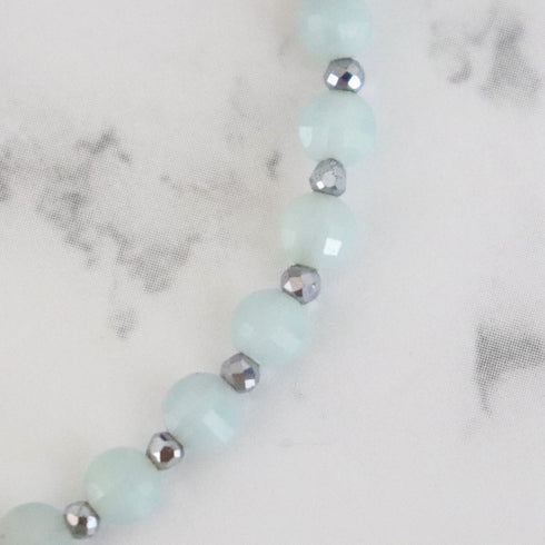 Pink shell, sodalite, and amazonite bracelet