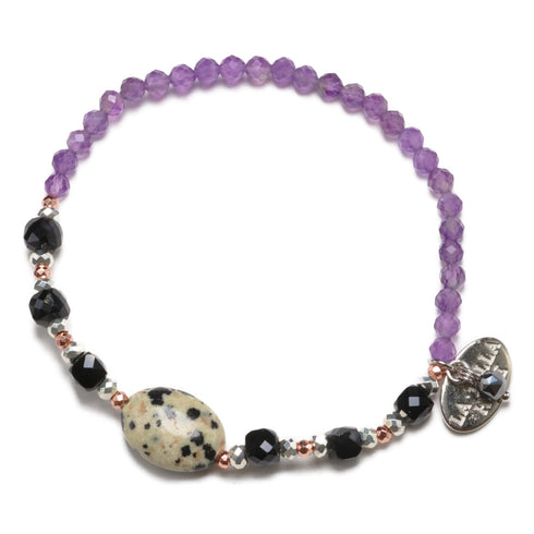 【Moon Lady Amethyst】アメシスト×ダルメシアンジャスパー×オニキス ブレスレット