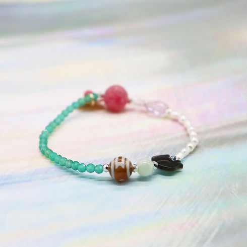 【ONLINE SHOP限定】【CLEAN UP】天地天珠×グリーンアゲート×ロードナイトシリカ ブレスレット