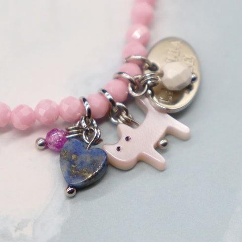 【Starry Sky Fragment】亀甲天珠×ラピスラズリ×ジルコニア×マグネサイト ブレスレット