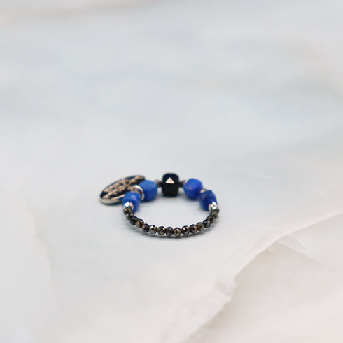 【星空碎片】青金石 x 缟玛瑙 x 黑尖晶石戒指