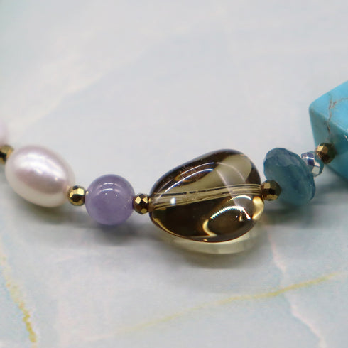 【Be Loved Turquoise】ターコイズ×ビアクォーツ×タンザナイト×パール×ラブラドライト ブレスレット