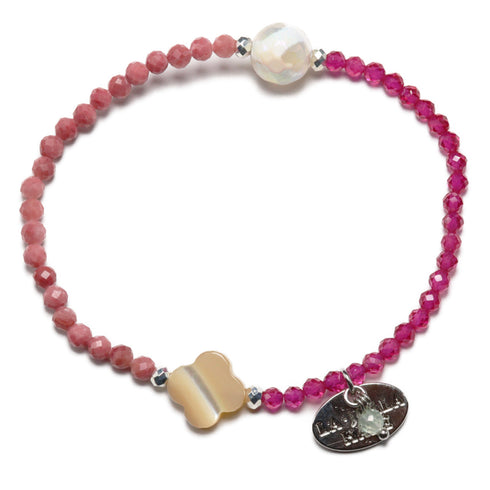 【绯红之焰】玳瑁天珠、人造红宝石、蛭石囊肿、珍珠母贝手链