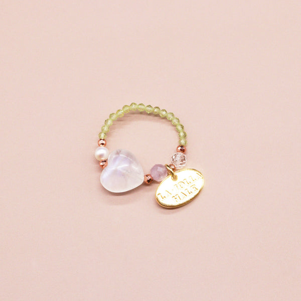 【Green Light Sunshine】ペリドット×ムーンストーン×パール リング
