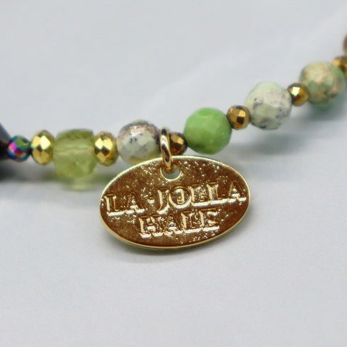 【绿光阳光】橄榄石 x 绿松石 x 黑贝壳手链