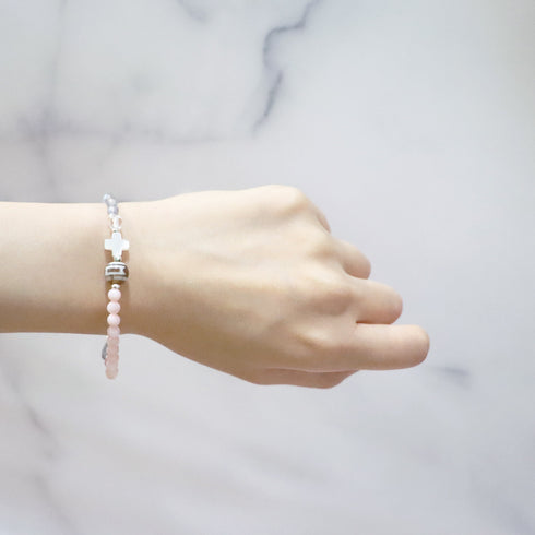【ONLINE SHOP限定】【CLEAN UP】天地天珠×ホワイトシェル×ピンクサファイヤ ブレスレット