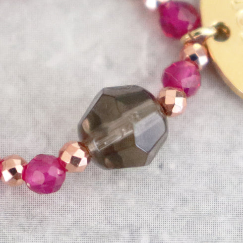 【Flames of Crimson】人工ルビー×スモーキークォーツ×ガーネット リング