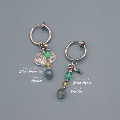 【绿光阳光】橄榄石 x 磷灰石 x 绿玛瑙耳环