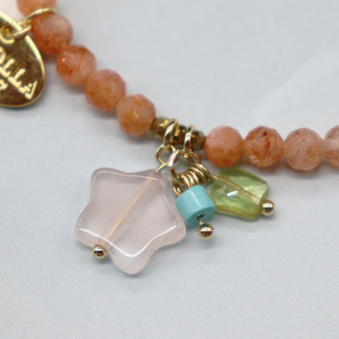 【Green Light Sunshine】ペリドット×サンストーン×ローズクォーツ ブレスレット
