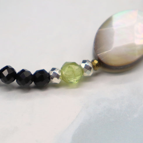 【绿光阳光】玳瑁天珠 x 橄榄石 x 缟玛瑙 x 黑贝壳手链