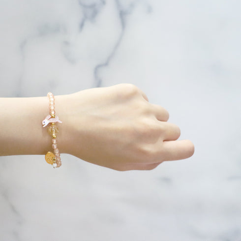 【Otsukimi Bracelet】ピンクシェル×シトリン×ジルコニア ブレスレット