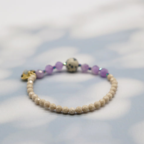 【Moon Lady Amethyst】ラベンダーアメシスト×ダルメシアンジャスパー×リバーストーン ブレスレット