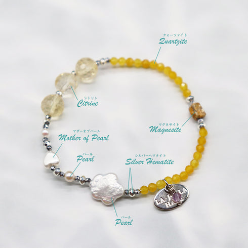 【Mermaid Teardrops】パール×シトリン×クォーツァイト ブレスレット