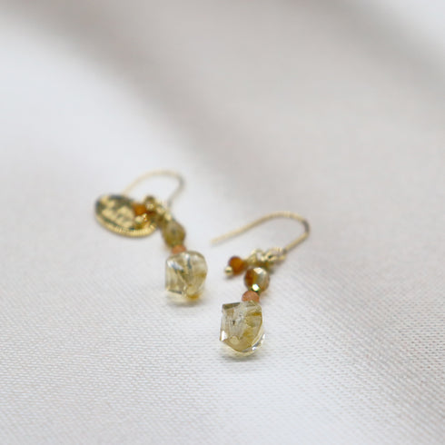 【Like a Honey Candy】シトリン×サンストーン ピアス