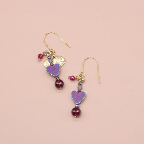 【Open the Jewelry Box!】ロードライトガーネット×アイオライト×マルチカラーヘマタイト ピアス