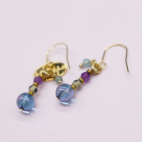 【Moon Lady Amethyst】アメシスト×ダルメシアンジャスパー×コスモオーラ ピアス