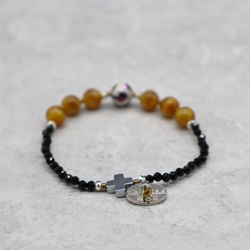 【・MA・YO・KE・】亀甲天珠×タイガーアイ×オニキス ブレスレット